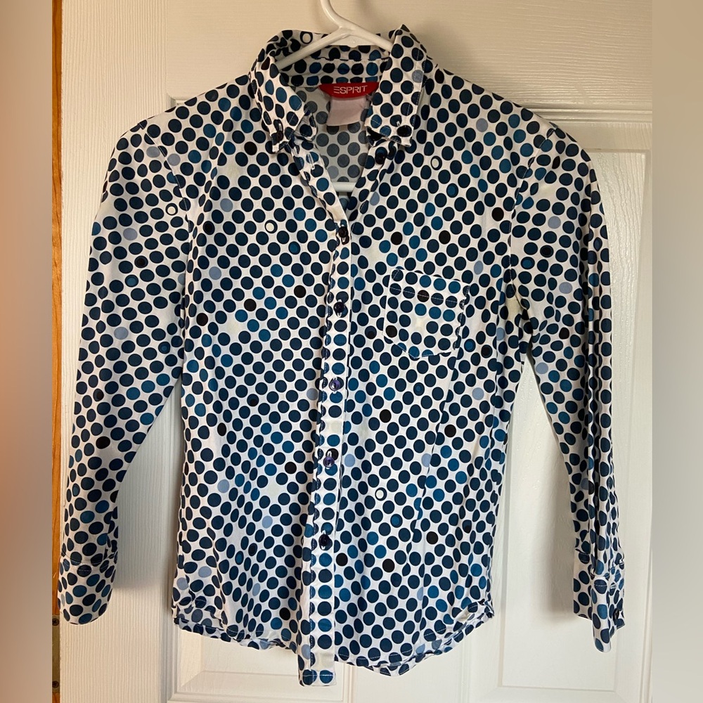 Esprit Polka Dot Button-Up Blouse – Size XS/S
